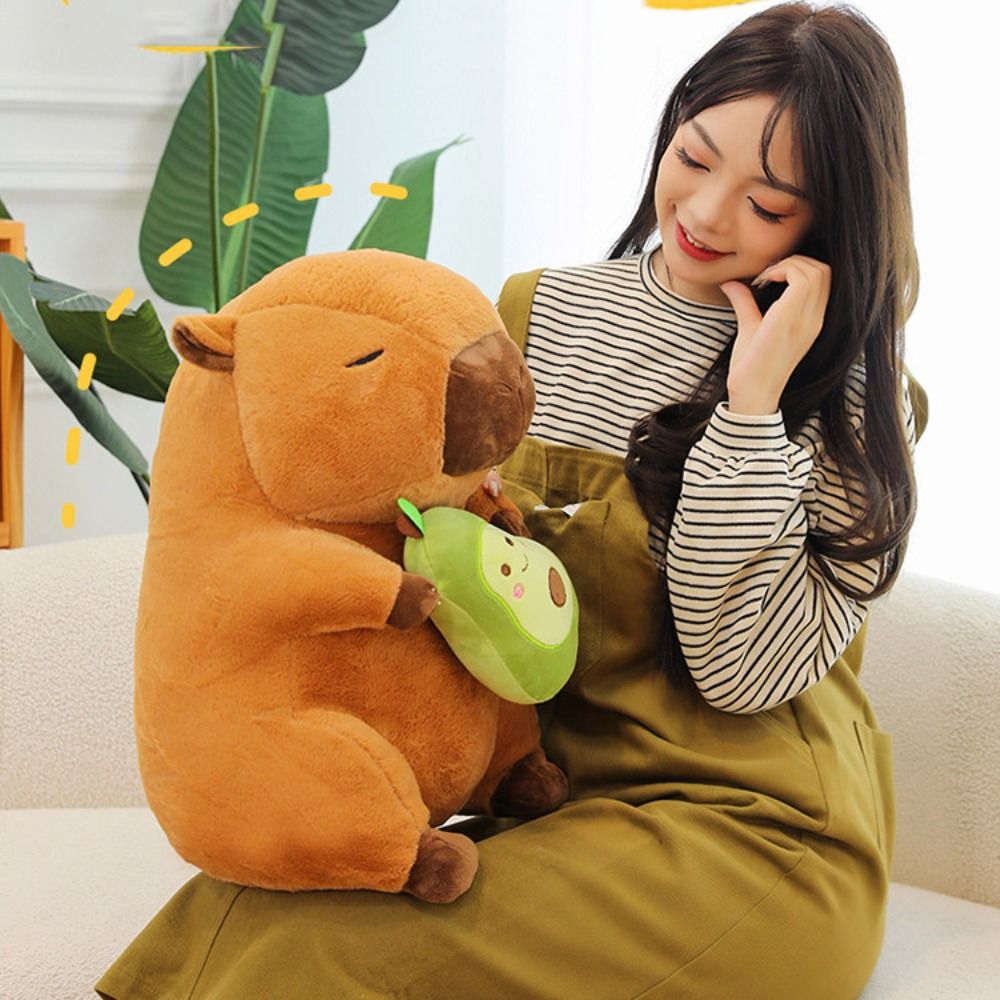 Cute Capybara Holding Avocado Plush