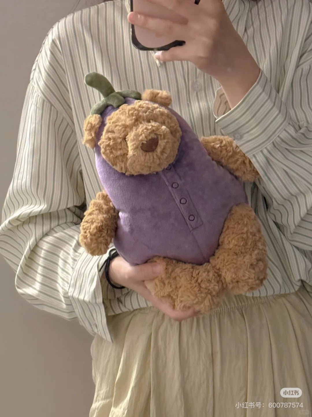 Fuzzy Eggplant Teddy Bear Plush