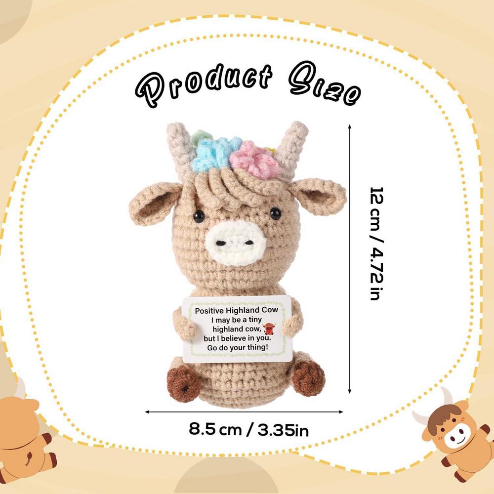Cute Positive Highland Cow Crochet Plush
