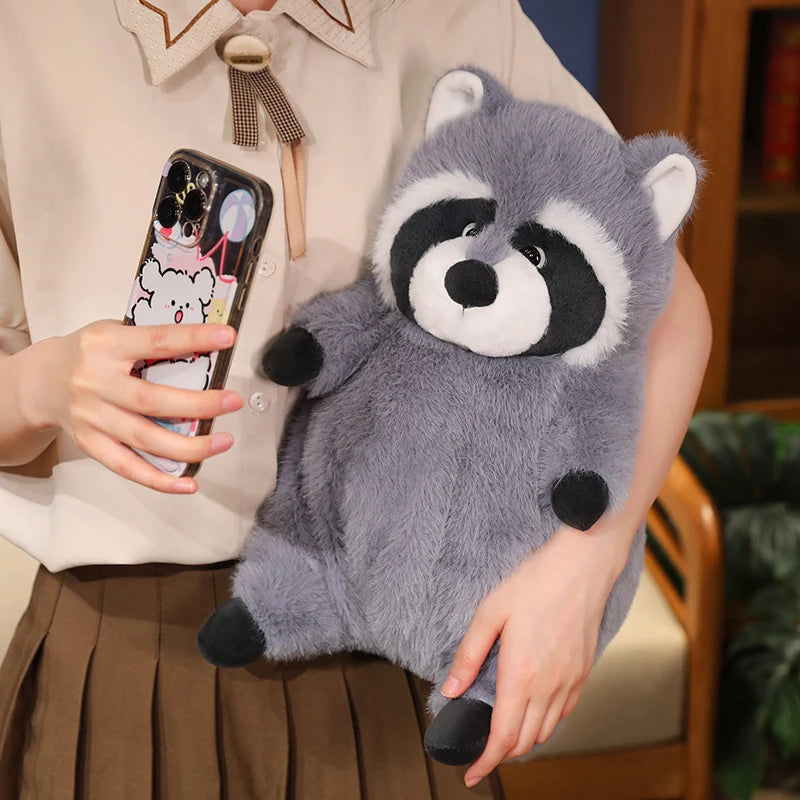 Chubby Fluffy Grey Raccoon Plush