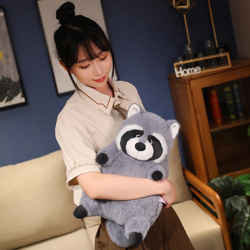 Chubby Fluffy Grey Raccoon Plush
