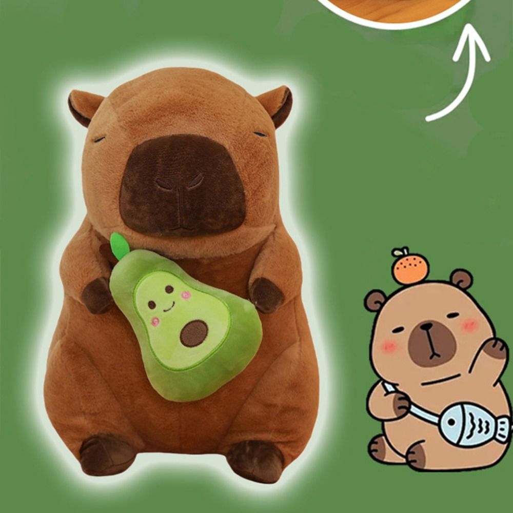 Cute Capybara Holding Avocado Plush