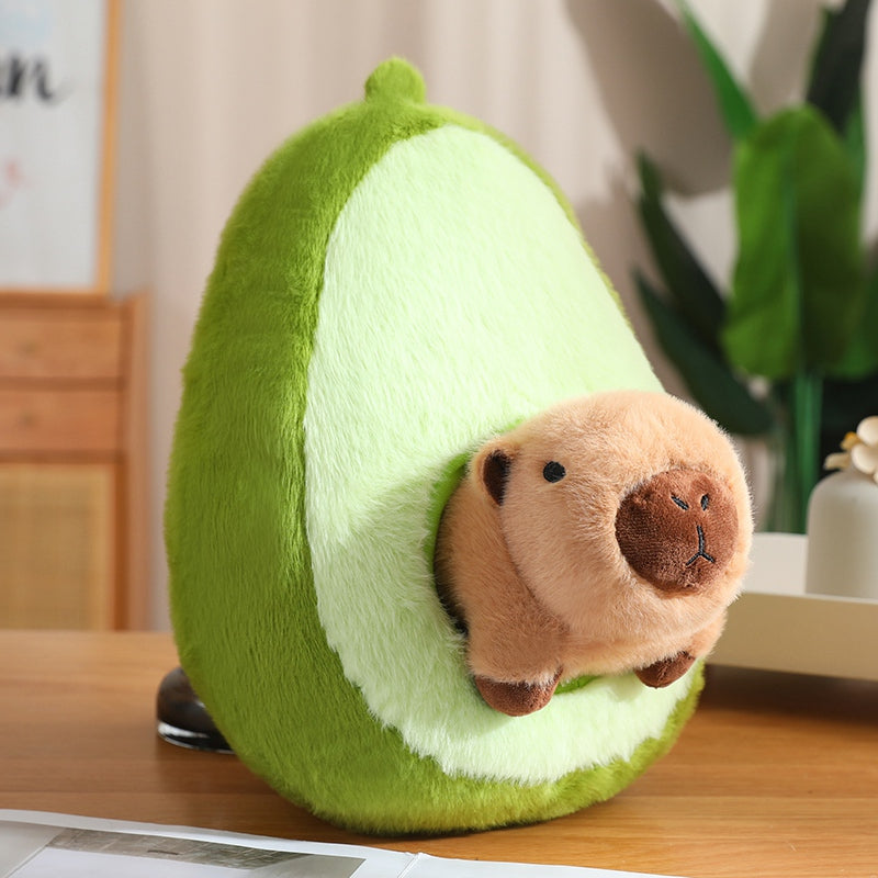 Fluffy Avocado Capybara Stuffed Plush