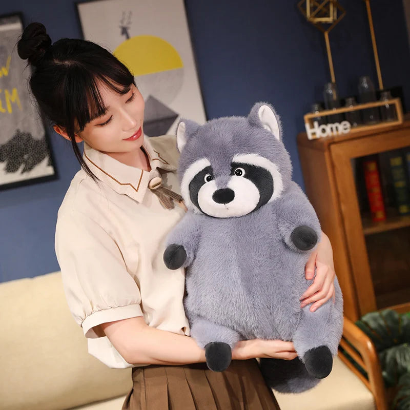 Chubby Fluffy Grey Raccoon Plush