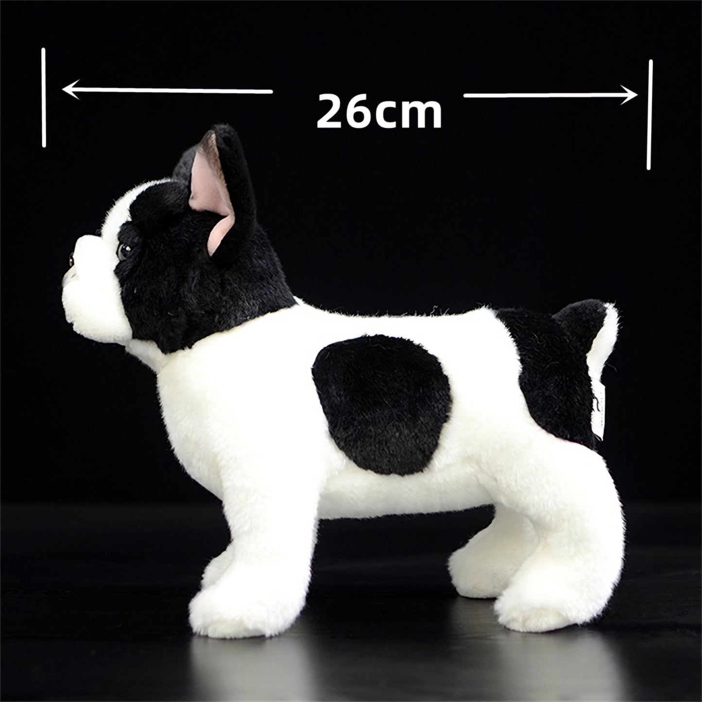 Realistic Black & White French Bulldog Plush