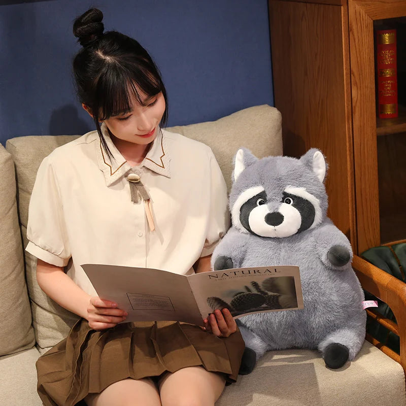 Chubby Fluffy Grey Raccoon Plush
