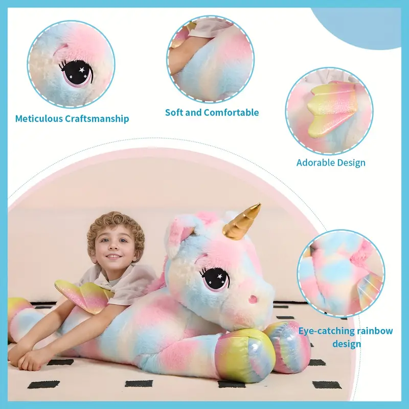 Fluffy Multicolor Unicorn Plush
