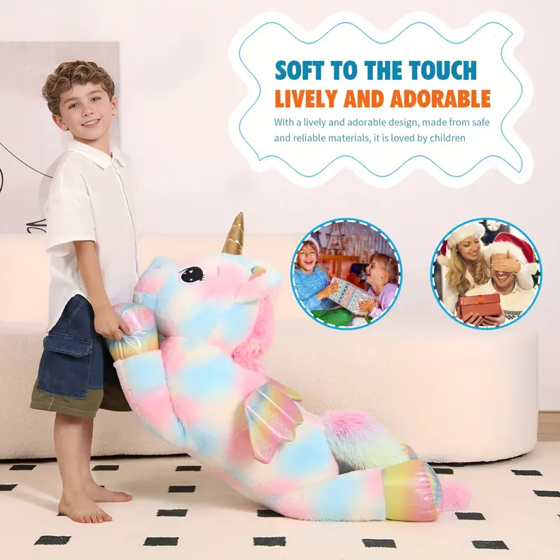 Fluffy Multicolor Unicorn Plush