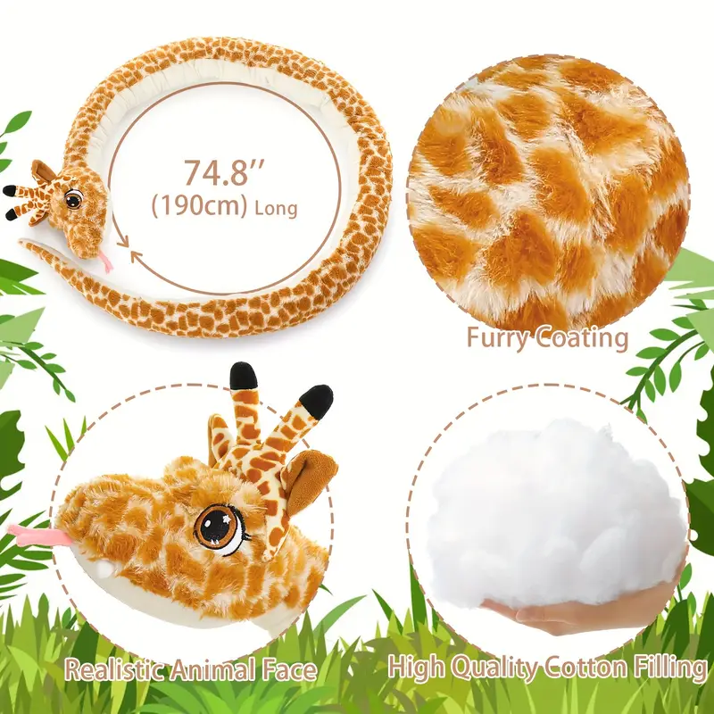 Fluffy Baby Snakes Stuffed Giraffe Snake Plush