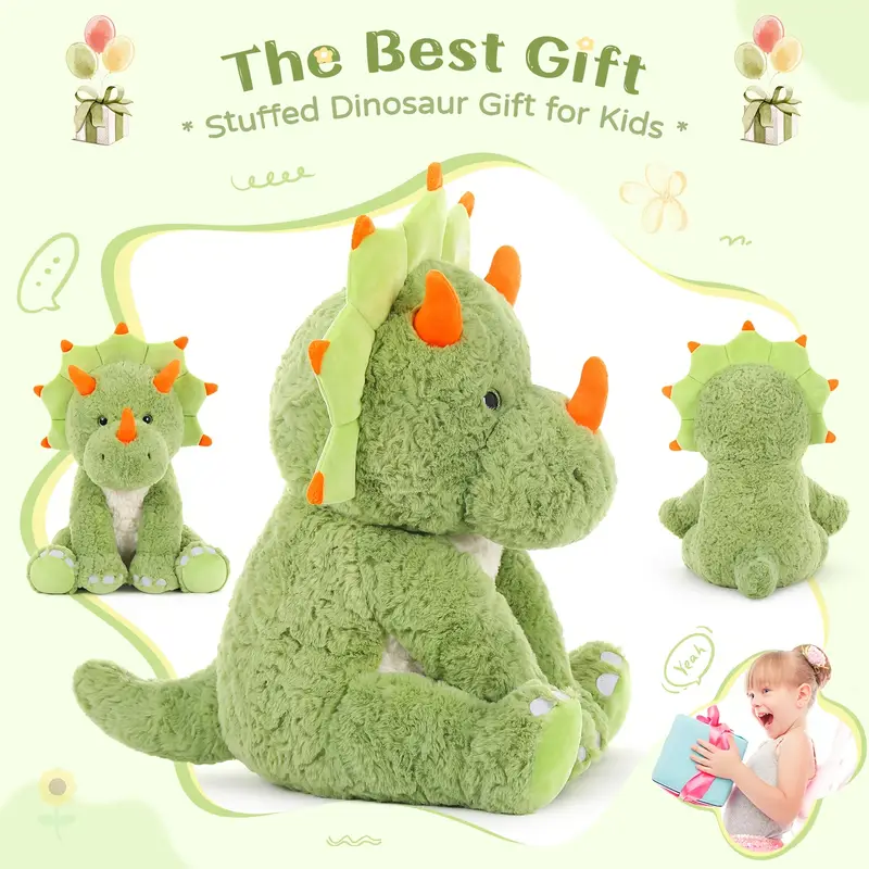 Cuddly Green Triceratops Plushie