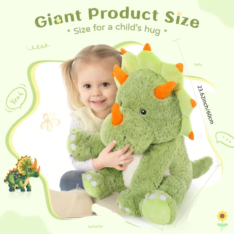 Cuddly Green Triceratops Plushie