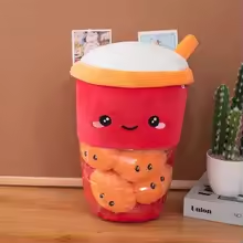 Orange Bubble Tea Stuffed Cup Plush