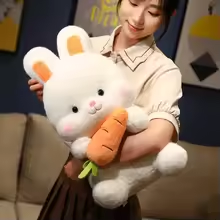 Fluffy Bunny With Carrot Plush