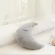 Grey Sleepy Half Moon Pillow Plush