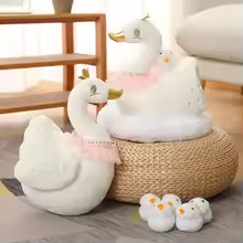 Swan With Cygnets Basket Plush