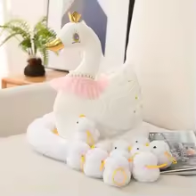 Swan With Cygnets Basket Plush