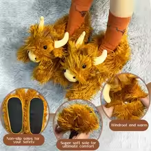 Fluffy Highland Cow Socks & Slippers