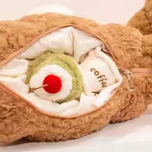 Coffee & Cake Stuffed Croissant Bear Plush