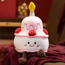 Fluffy Strawberry Birthday Cake Plush
