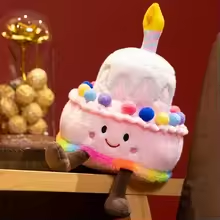 Fluffy Rainbow Birthday Cake Plush