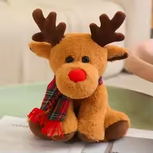 Cute Deer Christmas Grid Scarf Plush