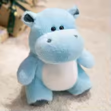 Blue Fluffy Hippo Plush