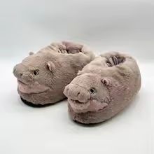 Moo Deng Fluffy Slippers