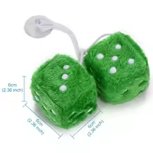 Green Fluffy Car Dices Plush