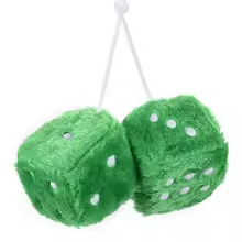 Green Fluffy Car Dices Plush