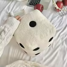 Big Fluffy White Dice Plush