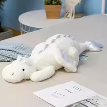 Big White Fluffy Dragon Plush