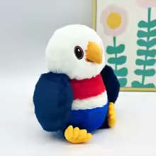 Fluffy Blue & Red Eagle Plush