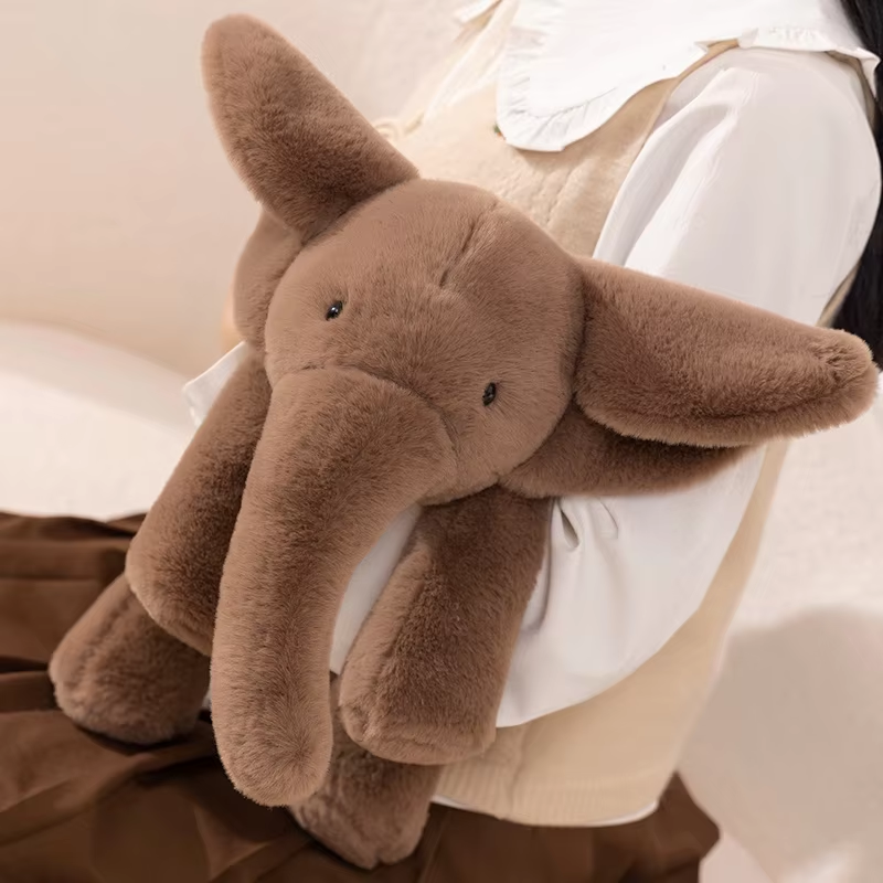 Big Fluffy Brown Elephant Plush