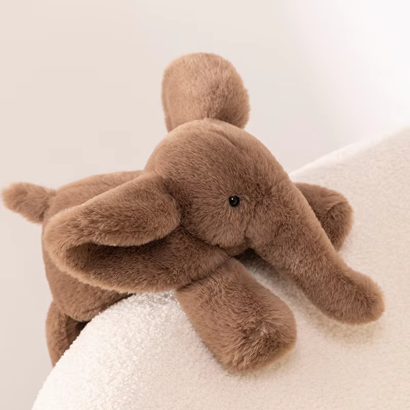 Big Fluffy Brown Elephant Plush