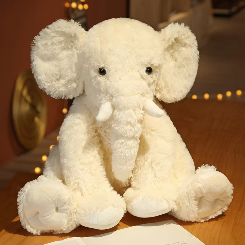 Fluffy White Elephant Plush