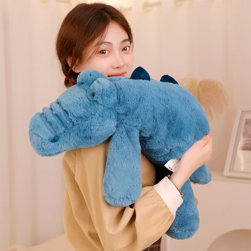 Cute Fluffy Blue Crocodile Plush