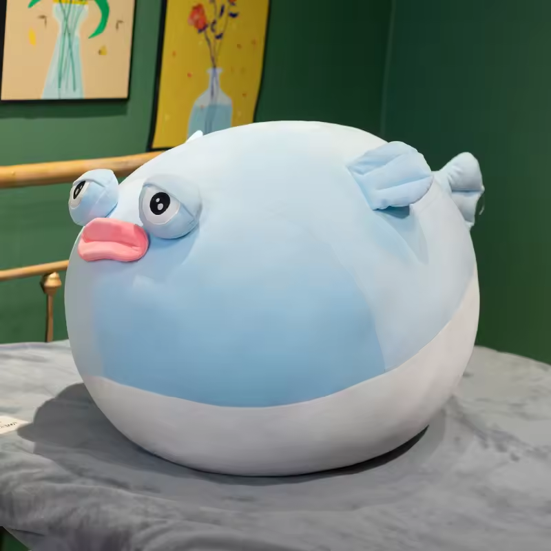 Squishy Blue Puffer Fish Plush