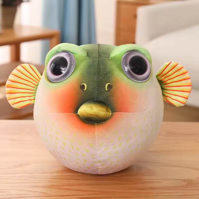 Cute Green Puffer Fish Plush