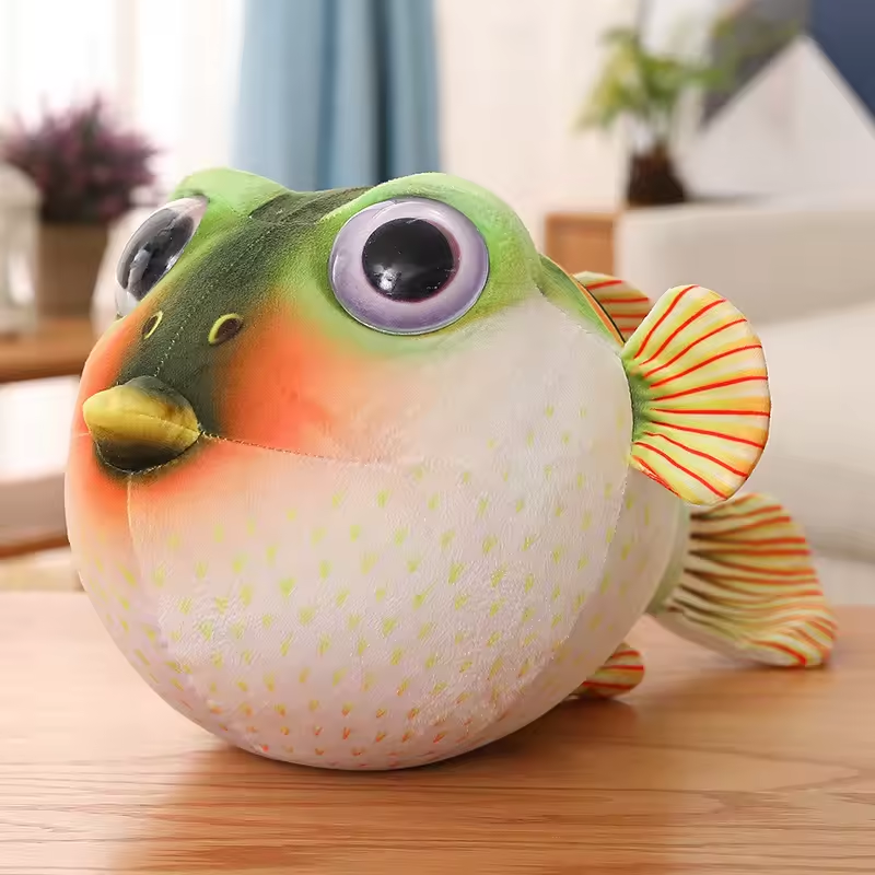 Cute Green Puffer Fish Plush
