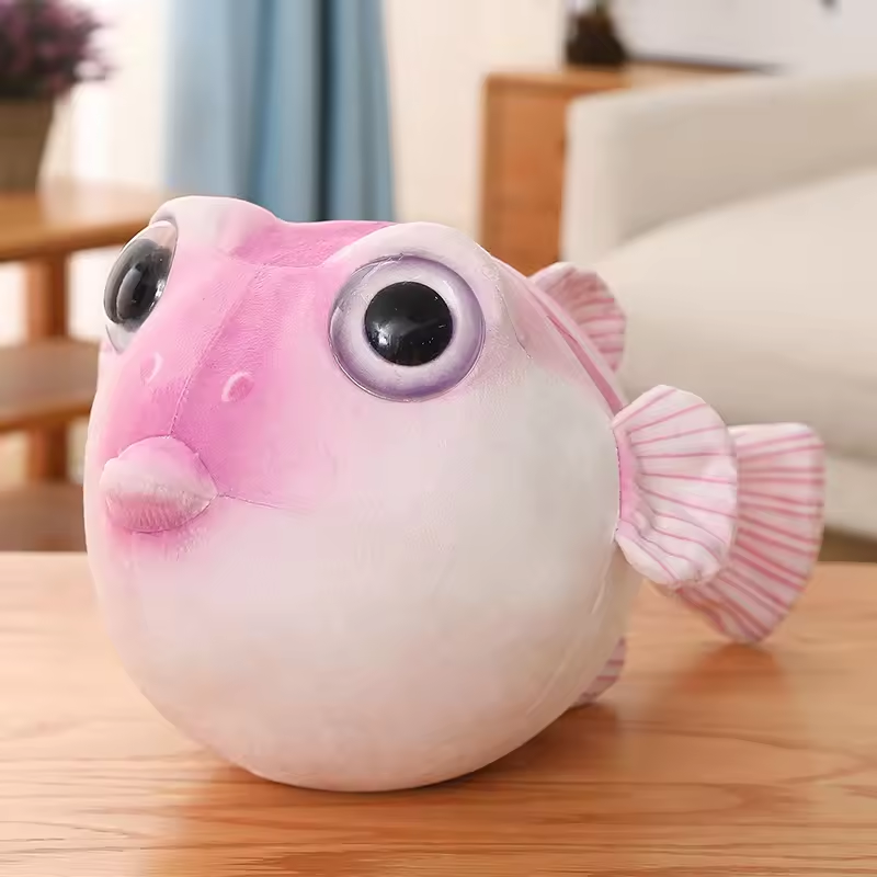 Cute Pink Puffer Fish Plush