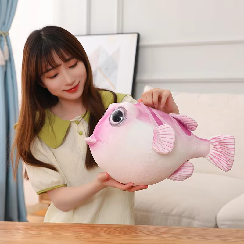 Cute Pink Puffer Fish Plush