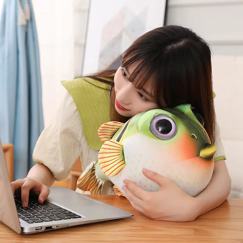 Cute Green Puffer Fish Plush