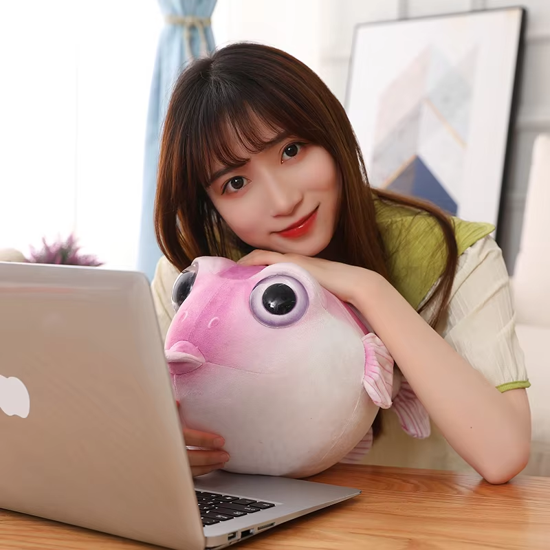 Cute Pink Puffer Fish Plush