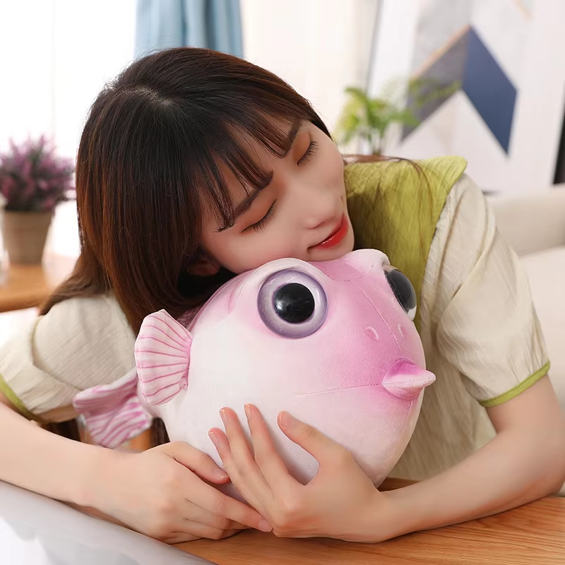 Cute Pink Puffer Fish Plush