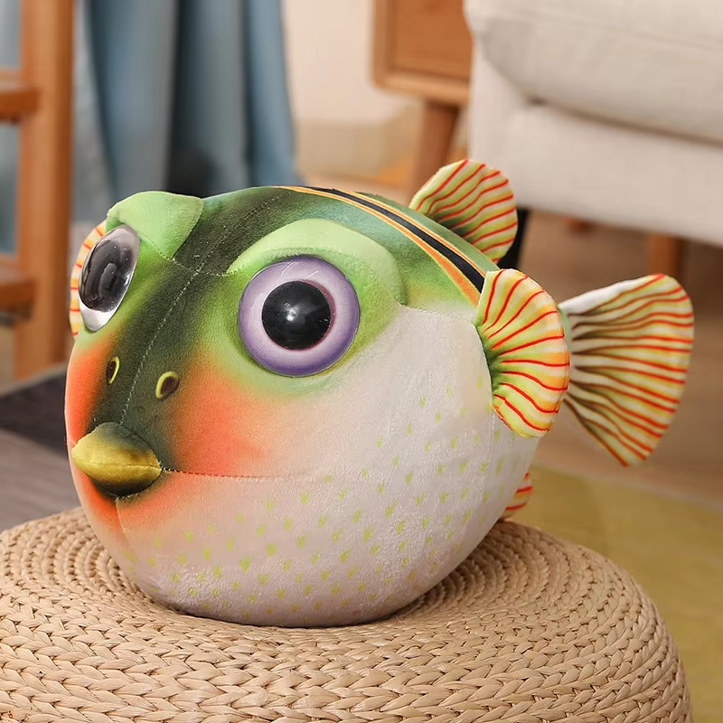 Cute Green Puffer Fish Plush