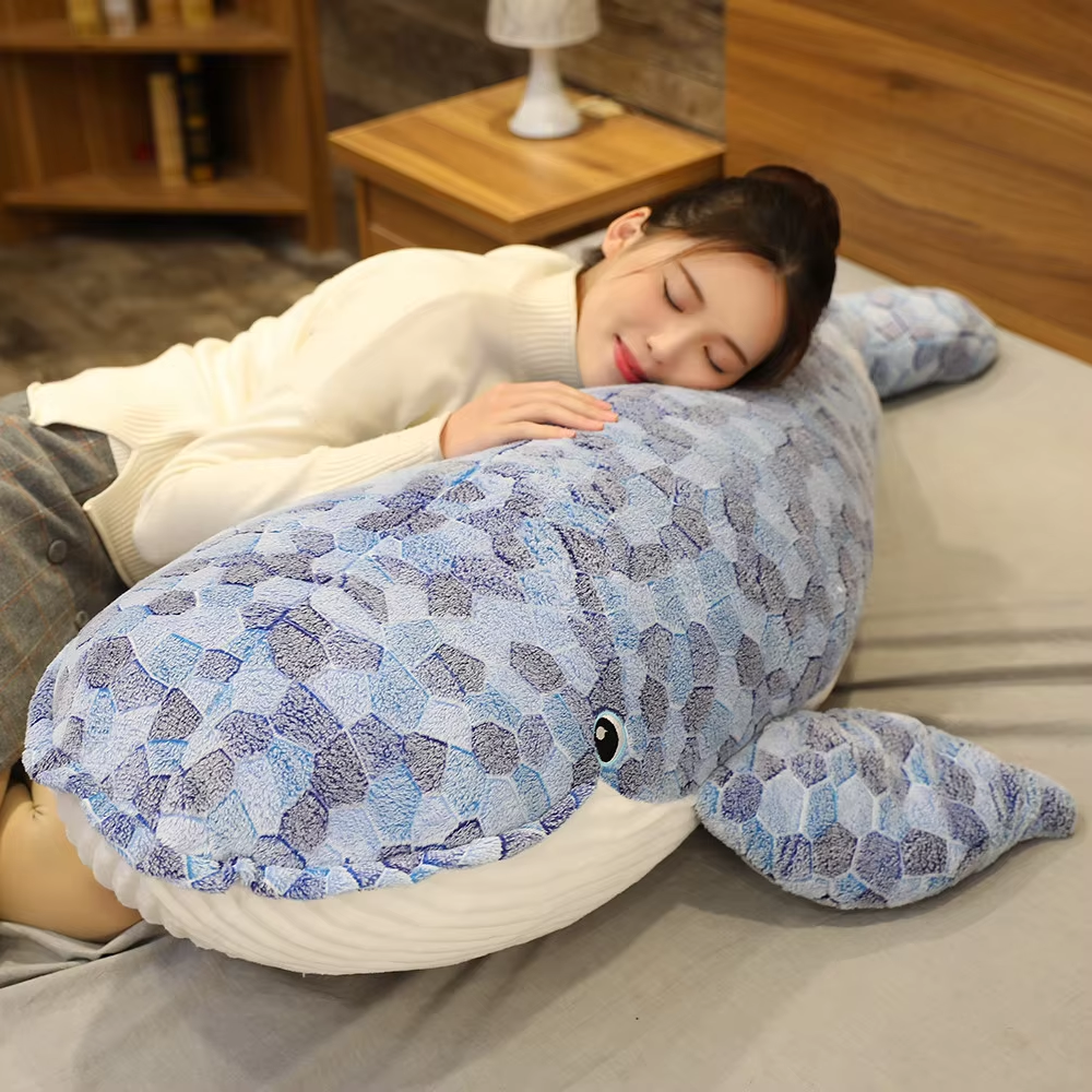 Mosaic Looking Fluffy Whale Plush