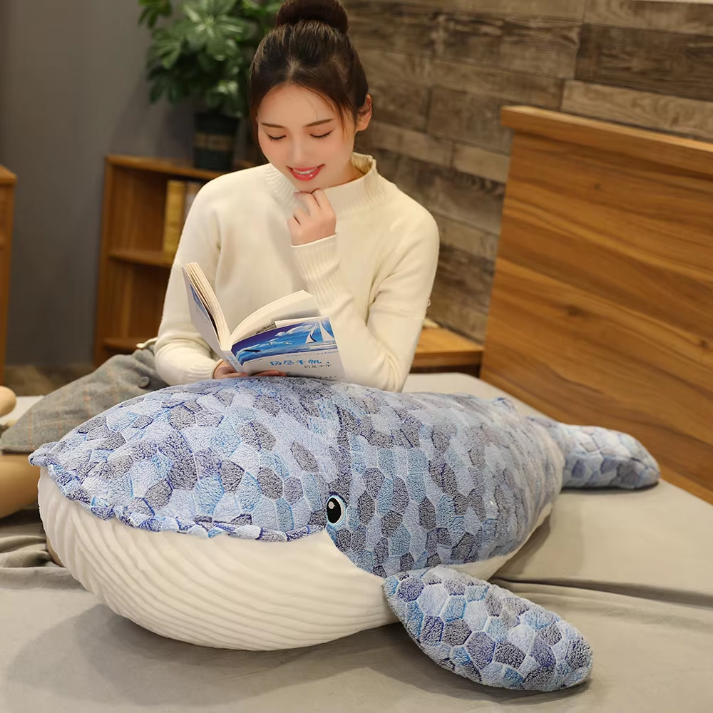 Mosaic Looking Fluffy Whale Plush