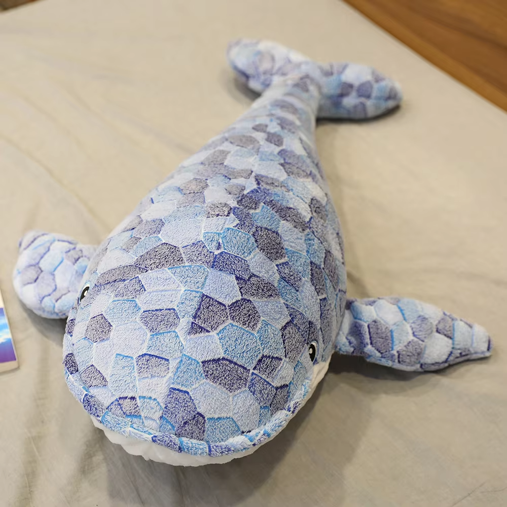 Mosaic Looking Fluffy Whale Plush