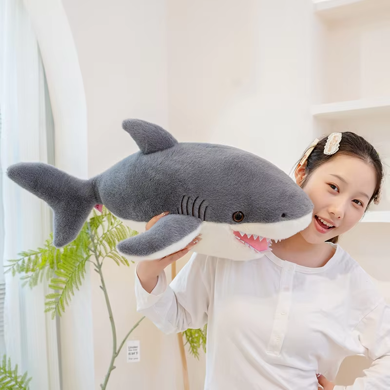 Fluffy Grey Shark Plush
