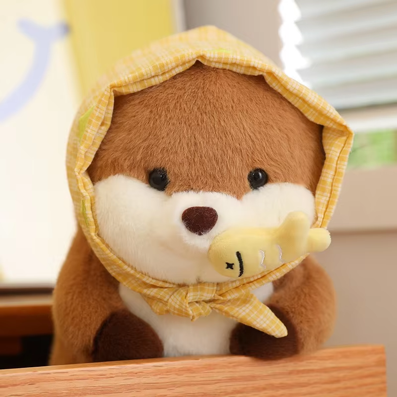 Fluffy Otter Yellow Hat & Fish